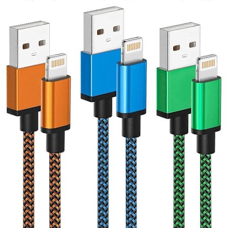 iPhone Laddningskabel 2m 3-pack iPhone Laddningskabel Lång iPhone Lightning-kabel Färgglad Platt USB iPhone Snabbladdningskabel Kompatibel
