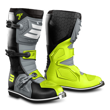 Motokrosové Boty Shot Race 2 Černá/Tmavá Šedá/Neonová Žlutá 43