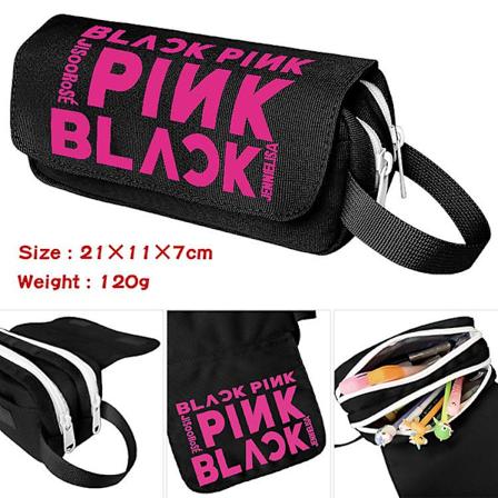 Blackpink Stor Blyantsæske Til Piger Drenge, Stor Kapacitet Blyantsæske Med 3 Rum Pen Poseholder Skole Stationery Organizer Makeup Cosm