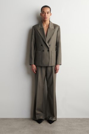 COS Femme Pantalon De Tailleur Bootcut En Sergé De Laine in Gris