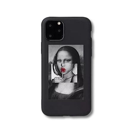 Cover til alle iPhone 14 modeller med Mona Lisa sutte slikkepind Leonardo