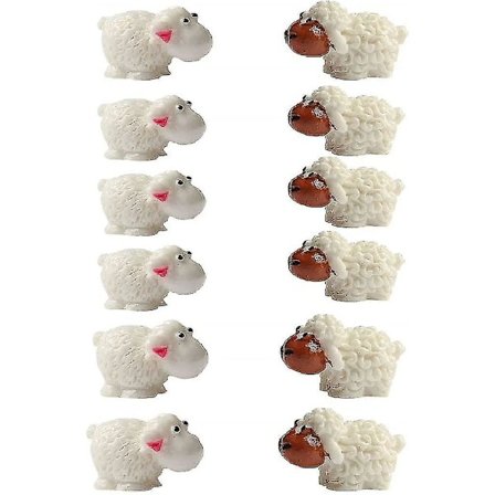 12 st Mini fårfigurer (6 hanar + 6 honor) Miniatyrer Heminredning DIY Djur Mikro Sagoskog
