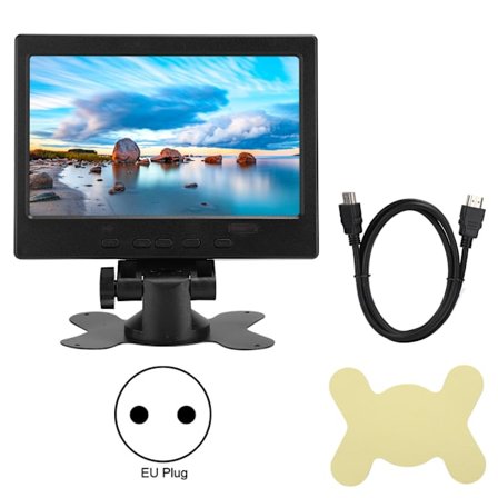 7in multifunktion 800:1 1024x600 skærm med stand support HDMi VGa AV indgang (100-240V)(EU stik )