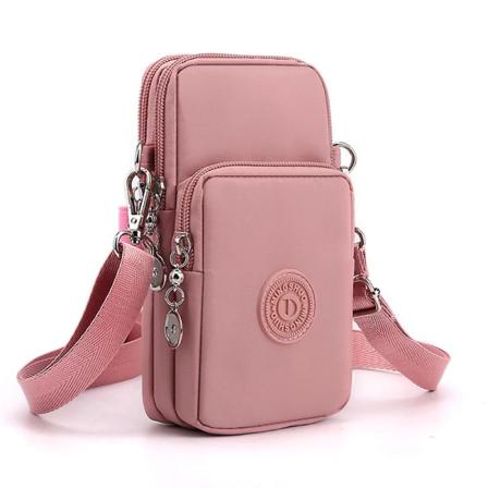19 cm puhelinlaukut naisille ja miehille, crossbody, matkapuhelinkotelo kuulokeliitännällä, pieni olkalaukku kolikkopussi lompakko lahjat DB Pink
