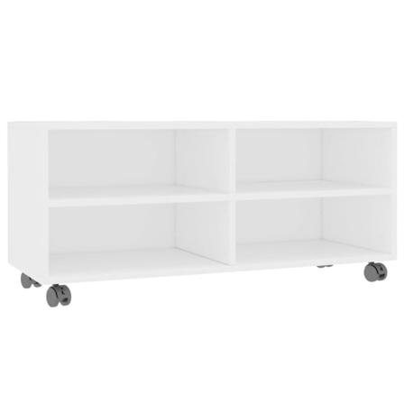 Vidaxl Tv-bänk Med Hjul Vit 90x35x35 Cm Konstruerat Trä Vit
