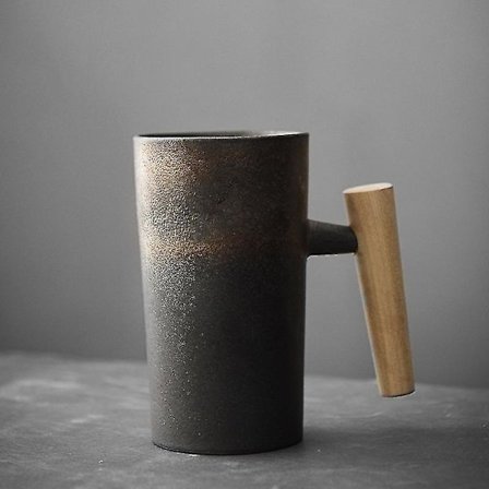 Nordic Earth Krus Japansk-inspirert Vintage Keramikk Kaffe Kanne Med Trehåndtak