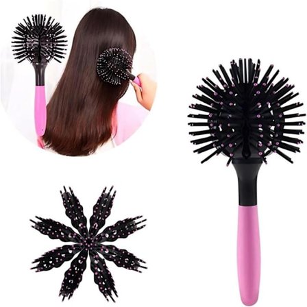 Rund Hårbørste Krøllet Hårbørste Rund Kugle Hårbørste Hovedbundsmassage til Krøller til Udredning Formning og Krøller (Pink)