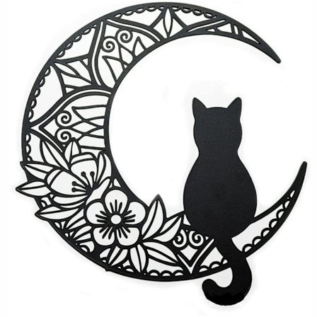(30X29CM, Månekatten) metalldekoration. Flytande väggkonst