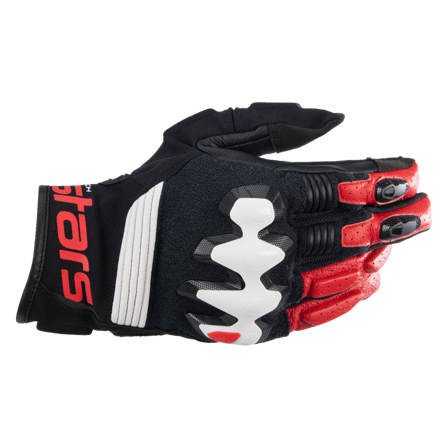 Alpinestars Halo Leather Motorcycle Gloves Black/White/Bright Red S