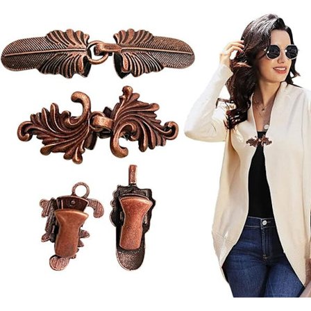 2 stk Vintage Genser Sjal Klips Retro Swirl Cardigan Cape Pin An