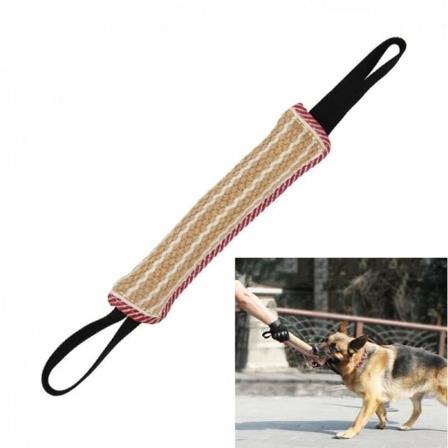 Hundetrening Biteleke Hundepudding Tyggestav Jutepudding med 2 håndtak Trekkvilt Hundetrening (rød kant)