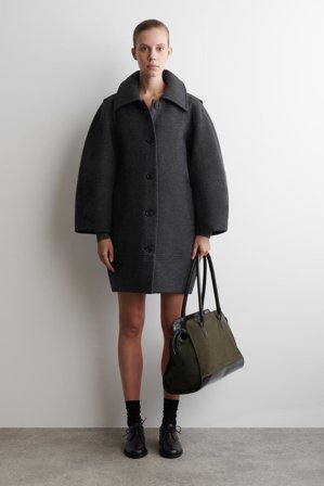 COS Women's Sculpted Wool Coat in Dark Grey