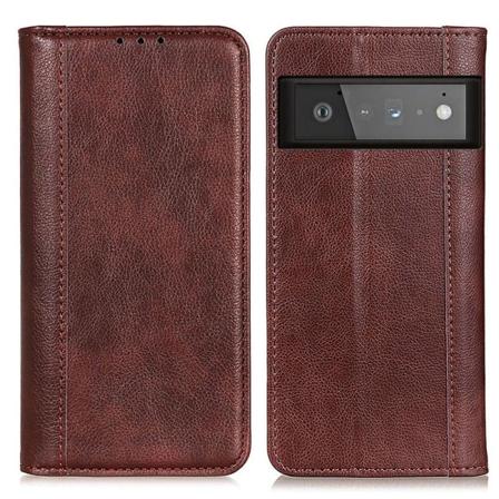 Äkta läder Google Pixel 6 Pro fodral med magnetisk stängning Brun