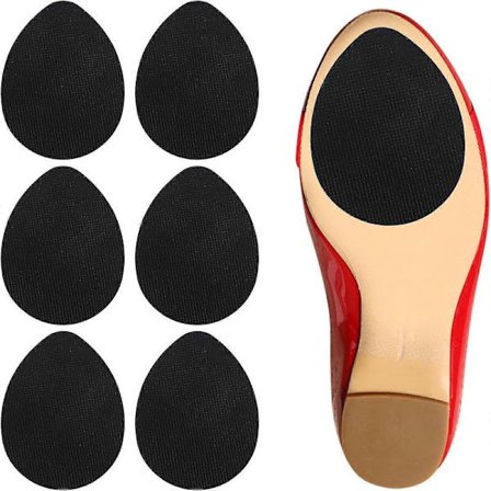 12 stk. Skridsikre Skosåler til Høj Hæl, Selvklæbende Skridsikre Silikone Skosåler, Beskyttelse til Skosåler (Sort)