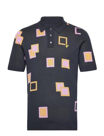 Square Knit Polo Sport Knitwear Short Sleeve Knitted Polos Navy Lyle & Scott Sport