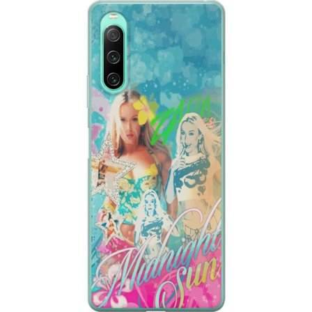 Kompatibelt Mobildeksel til Sony Xperia 10 IV Eventyrverden med Steve, Creeper og dyr i fargerik blokkgrafikk