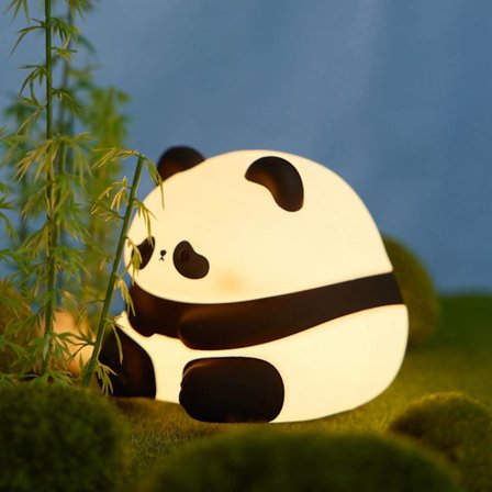 Søt Panda Nattlys, LED Squishy Nyhet Dyr Nattlampe, 3 Nivå Dimbar Barneromsnattlys, Panda Huahua