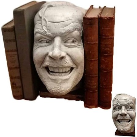 Dekorativa bokstöd, Johnny Here skulptur, nyhet harts skrivbordsdekoration, bokhylleskulptur, Jack Nicholson skulptur, för hem- och kontorsdekor