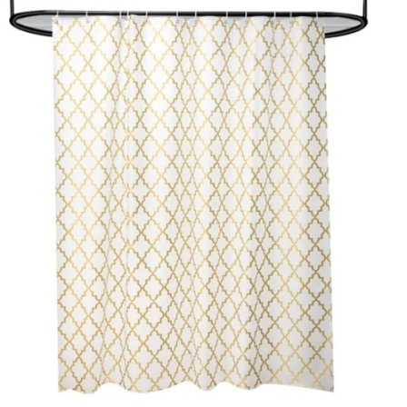 1 stofbruseforhæng med øjer og kroge, guld, 120 x 180 cm