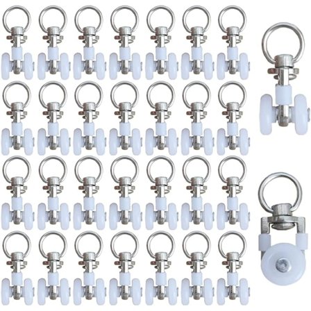 30 kpl Verhokiskopyöriä, liukuvia verhokoukkuja, verhokiskopyörästö, verhokiskopyörät, liukukappaleen sisäosan leveyden tulisi olla suurempi kuin