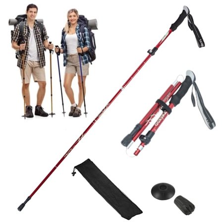 Vaellussauvat 110-130 cm - Kevyet teleskooppisauvat vaellukseen ja retkeilyyn, kävelysauvat - Säädettävä korkeus - 5 osaa 1 kpl