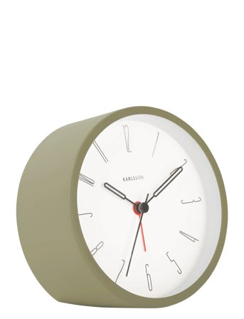 KARLSSON Alarm Clock Belle Numbers Iron Moss Green - Khaki green - Ø 11 CM