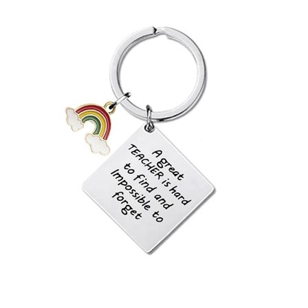 Silver Square Rainbow Nyckelring ZC0028