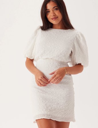 Bubbleroom Structured Bow Short Dress - White - L