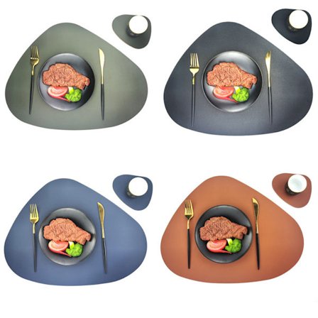 Tvättbar Bordstablett, Set om 4, Svart Rund Oval, Halkfri Och