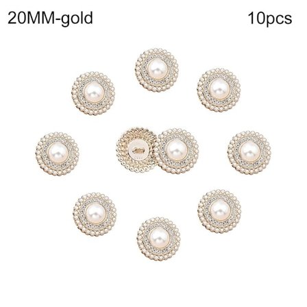 10 stk. Metal Rhinestone Perle Knapper Skjorteknapper GULD guld
