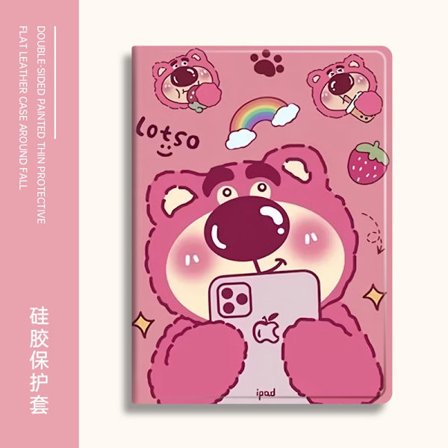 Fodral för iPad 2021 10.2" Bok x38 Jordgubbsbjörn Tecknad Silikon Ultratunn Mini Airbag