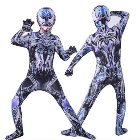 Barns Spiderman Fancy Dress Fest Jumpsuit Cosplay Kostym Svart vit 150cm Färgad Venom 120cm y