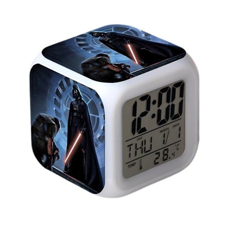 Star Wars Vekkerklokke Film The Force Awakens LED Vekkerklokke Kvadratisk Klokke Digital Vekkerklokke Med Tid, Temperatur, Alarm, Dato