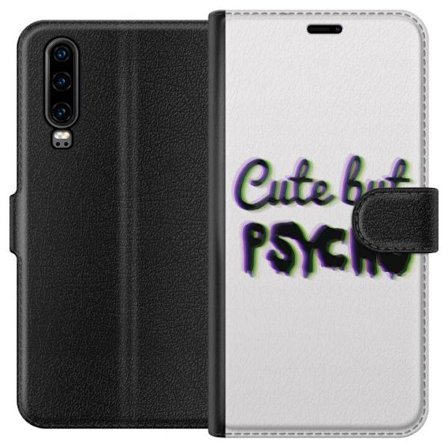 Kompatibel Tegnebogsetui til Huawei P30 Rainbow-farvet legetøjsfigur med et glad ansigt og farverige cirkler i en legesyg studieillustration