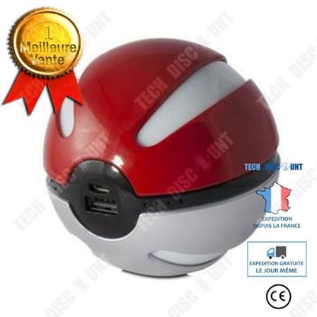 Power Bank - TEKNIKRABATT - Elf-Boll - 12000mAh - LED Ficklampa - Aluminium Röd Silver