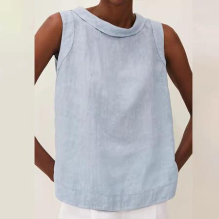 Ärmlösa T-shirts För Kvinnor Med Rund Hals