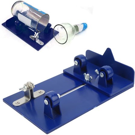 Glasflaskskärare, glasskärare för flaskor, glasskärverktyg för att skära vin-, öl-, murarburkar, whisky-, runda och ovala flaskor (blå)