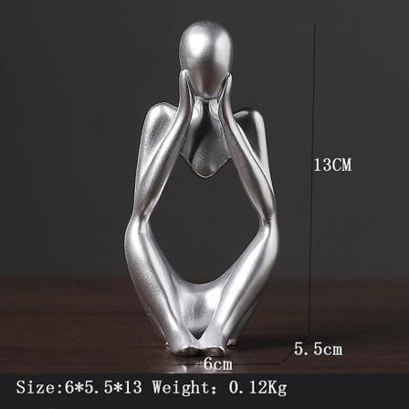 Sindax Thinker Skulpturer Figurer Abstrakt figur Skulptur Figur Resin Håndlavet statue Hjem dekoration Desktop Ornamenter silver C