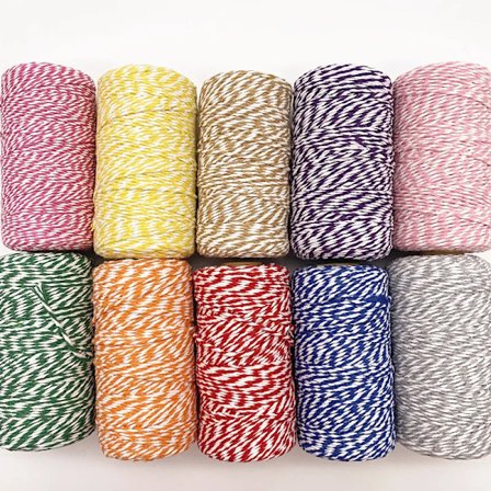 10Yard- 100 M 2mm Double Colour Cotton Cord Cord Home Decoration Handmade Christmas Gift Wrapping Craft DIY Gift Wrapping