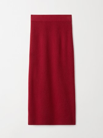 Soft Goat - Ribbed Skirt - Cashmere dress - M - Christmas Red