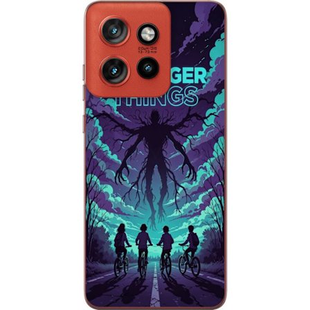 Yhteensopiva Puhelinkuori Motorola Motorola Edge 50 Neo Stranger Things -inspiroitunut fantasiaillustraatio, jossa on tumma hirviö, pyöräilevät la