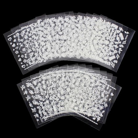 10 ark vita nageldekorationer blommor klistermärken Vita