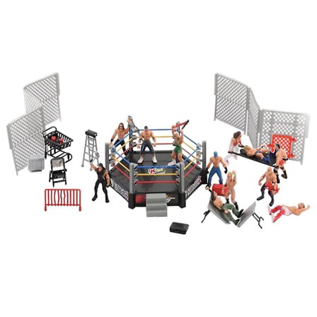 Ultimate 33-osainen Painisetti Lapsille, WWE Painijat Leikkikaluja Renkaalla & Realistisia Tarvikkeita, Hauskoja Miniatyyri Taisteluhahmoja