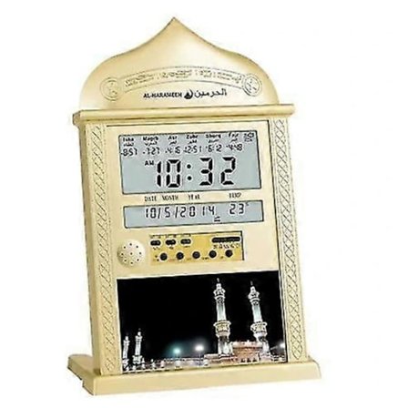 Azan Bønneklokke LCD-skjerm Vegghengt Klokke Digital Kalender Verdenstid Temperaturvisning Skrivebordsvekkerklokke Hjemmekontor Dekor