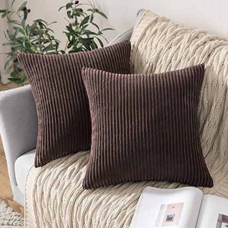 2 kpl Corduroy tyynyliinoja, yksivärisiä ja raidallisia tyynynpäällisiä (45*45cm)