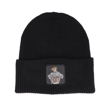 Lucid Smile - Sort cuff Beanie - Flexing Abs Black Recycled Oversized Cuff @ Hatstore