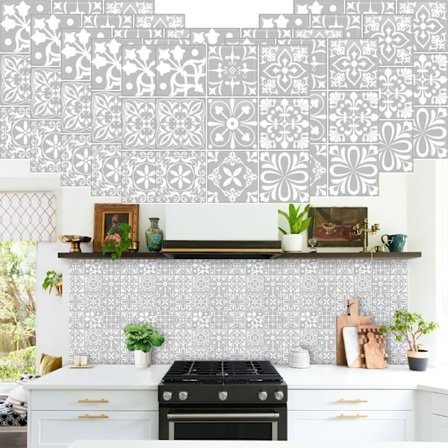 10-pak Selvklæbende Vægdekaler, Vandafvisende Flisevæg Klistermærke 26x26 cm til Køkken & Badeværelse_OF