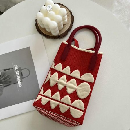 Kjede Skulder Crossbody Bag Strikket veske for kvinner RØD