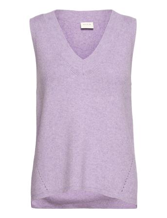 Viril Knit Rib V-Neck S/L Vest - Noos Purple Vila