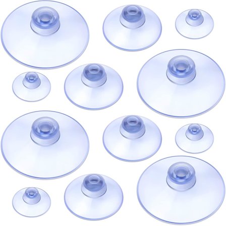 12-pack transparenta sugproppar utan krokar, 45 mm, 30 mm, 20 mm